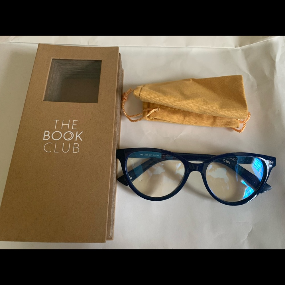 The Book Club navy cat eye blue light glasses